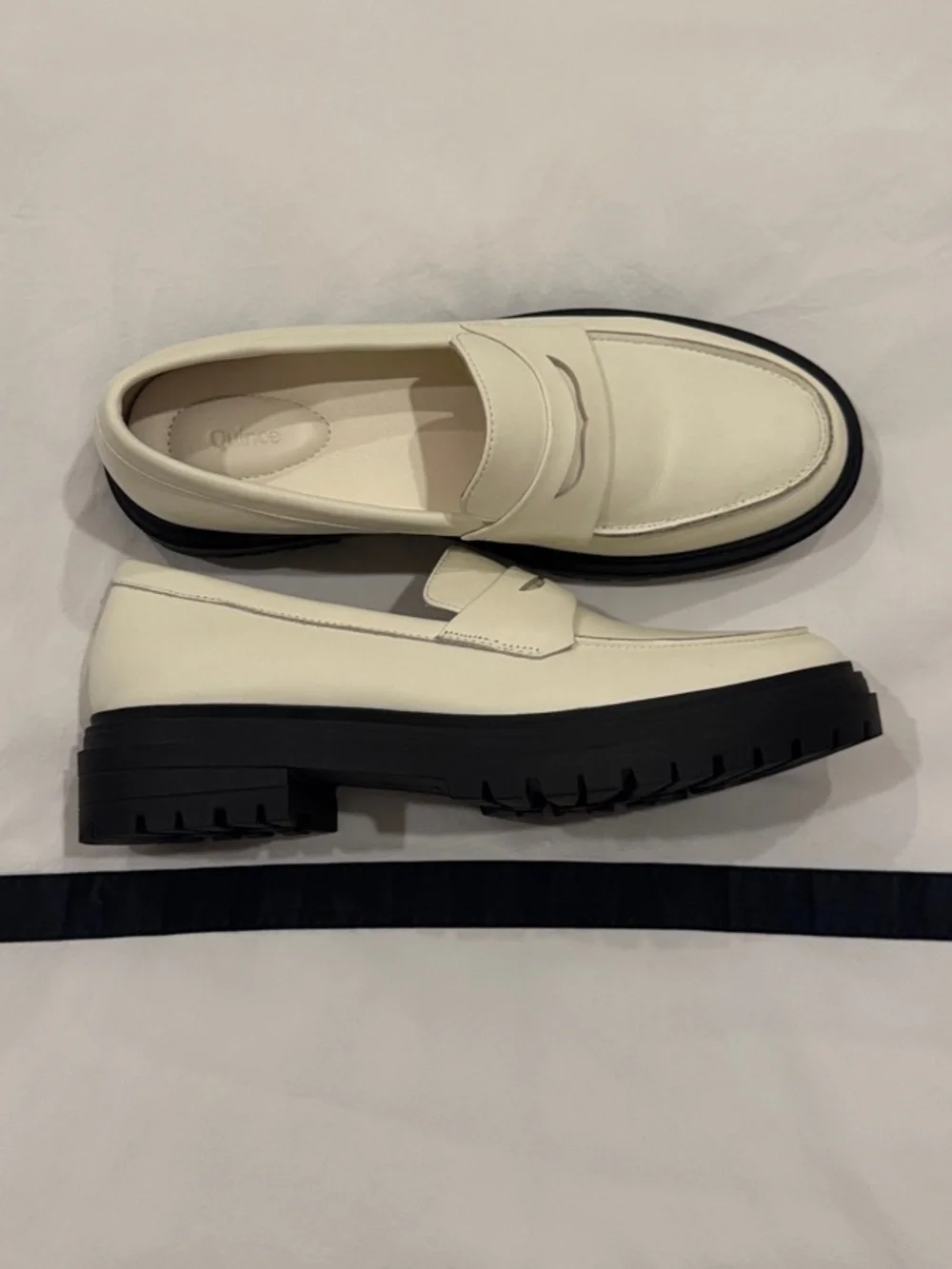 Quince Women's Cream Leather Lug-Sole Loafers